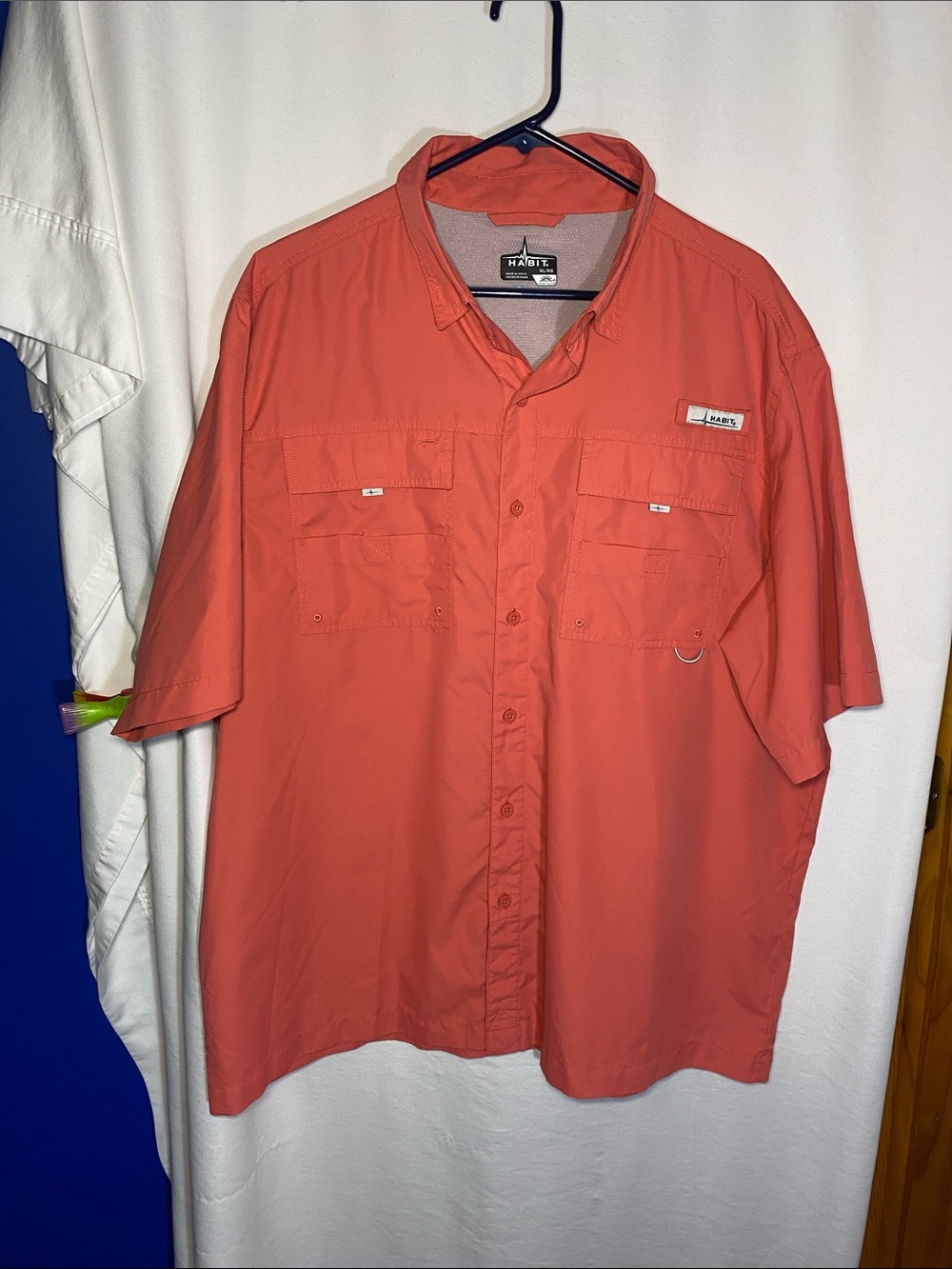 Habit Button Down Mens Spiced Coral Shirt Size XL EUC